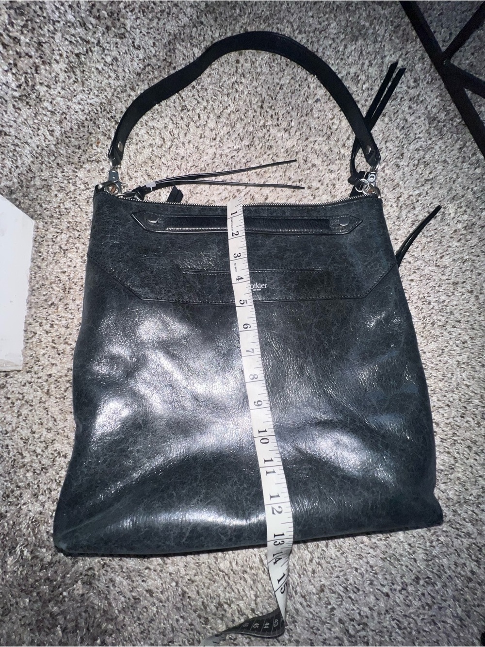 Botkier Logan Leather Hobo Purse in Shiny black leather crossbody shoulder bag - Picture 6 of 9
